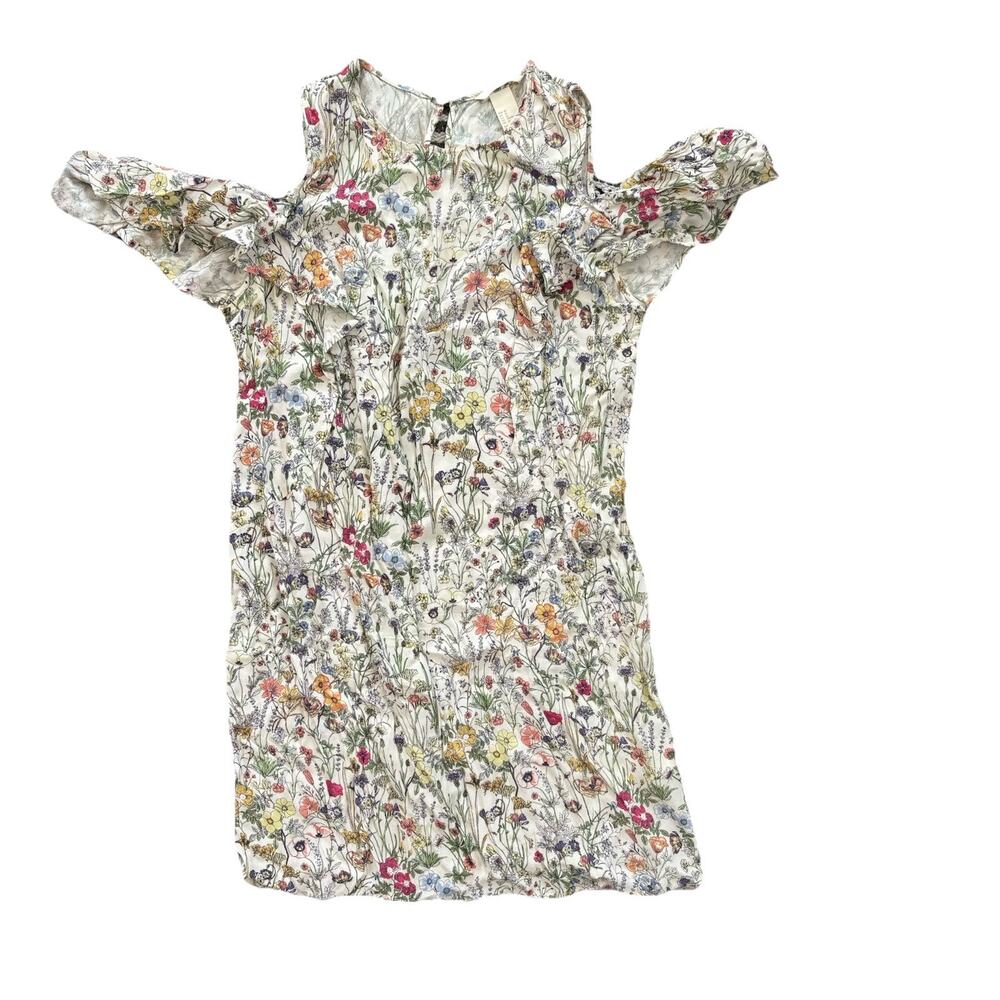 H&M Floral Cold Shoulder Mini Spring Flowers Dress Women’s Size 12
